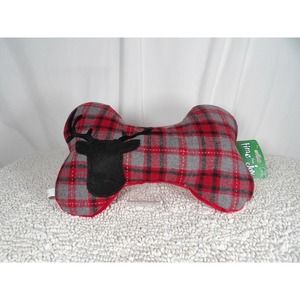 Time for Joy Going Stag This Year Gray Plaid Bone Plush Toy For Dogs